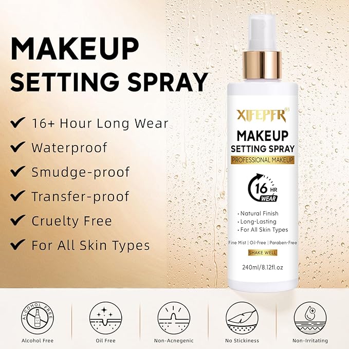 Makeup Setting Spray, 8.12 Fl Oz Matte Finishing Spray, Ultra Fine Setting Mist, Long Lasting Fixing Spray, Lightweight Oil Control Hydrating Refreshing Fast Drying, Vegan & Cruelty-Free