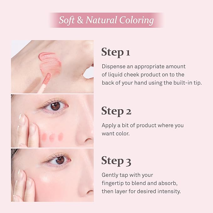 hince Dewy Liquid Cheek 6g Raw Glow Liquid Blush for Cheeks Vegan Dewy Cheek Tint Glass Skin Lightweight Liquid Blush Weightless Watercolor (COOL FLUTTER, LC003)