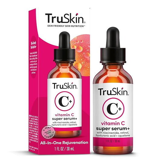 TruSkin Vitamin C Super Serum - Niacinamide, Retinol, Hyaluronic & Salicylic Acid - All-in-One Anti Aging Serum for Face – Improve Appearance of Dark Spots, Firmness for Brighter Looking Skin, 1 Fl Oz
