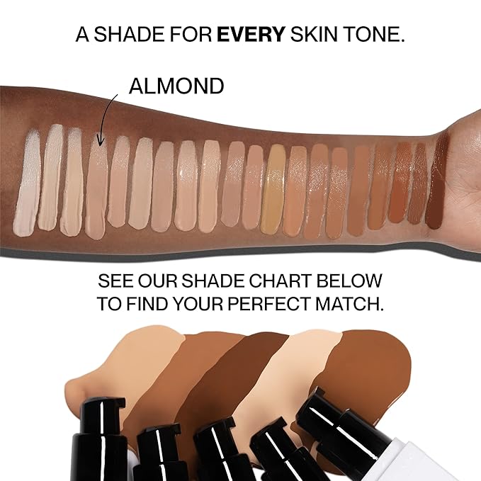 HIDE PREMIUM Liquid Foundation, Multi-Use Waterproof Foundation, Medium/Full Coverage Foundation, Shades for All Skin Types (See Shade Finder), Almond, 1 fl oz