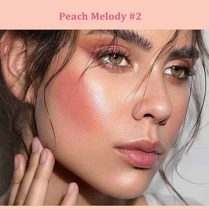 Blush for Cheeks - Cream Blush Stick Face Lip Eyeshadow Tint, 3-in-1 Buildable Pink Blush Makeup Balm Stick For Make Up Women Girl Gift (Peach Melody #2)