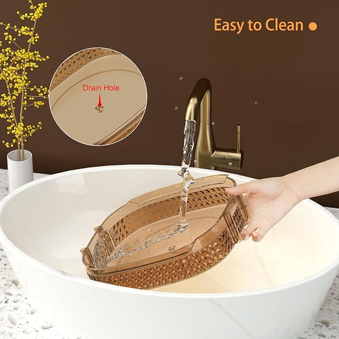 Awenia Rotating Makeup Organizer 360, Stackable Adjustable Large Capacity Cosmetic Storage Unit,Dresser Bathroom Kitchen Countertop Organizer with Metal Handle, Plus Size (Honorable Gold, 1 Tier)