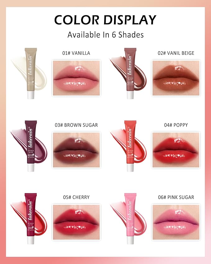 Lip Butter Balm Chrrey, Hydrating Tinted Butter Lip Gloss,Clear Lip Mask Lip Care Moisturizer, Smooth Lip Treatment Balm,Non-Sticky Jelly Glow Reviver Fat Lip Oil, Women’s Day Makeup Gift for Women-05