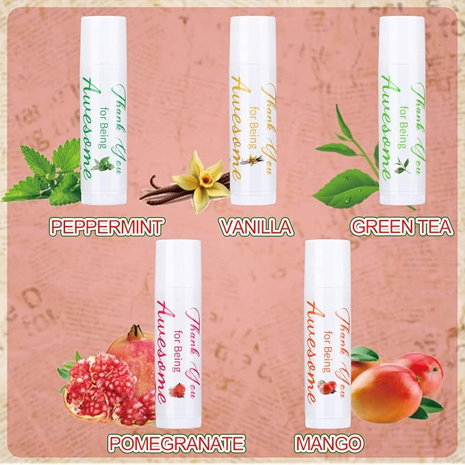 Sinmoe Lip Balm Gifts Thank You for Being Awesome Lip Moisturizer Assorted Flavors Bulk Gifts Beeswax Natural Ingredients Dry Chapped Lip Care Product for Coworkers Women Friend(35 Pack)