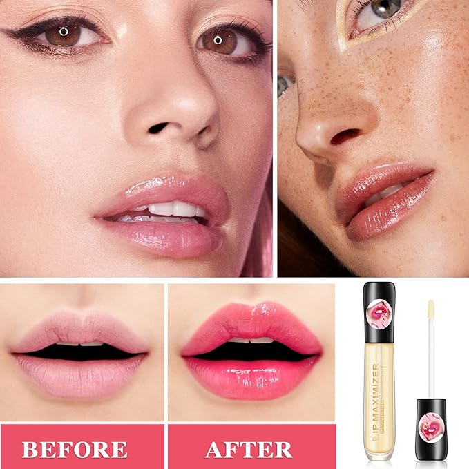 Lip Plumper Lip Gloss,Moisturizing Lip Oil Lip Plumper Gloss Lip Plumping Lip Care Serum Instant Volume Lip Filler Lip Maximizer Balm Plumper Reduce Fine Lines & Improve Dryness Wrinkles
