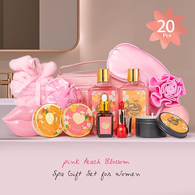 Mothers Day Gifts for Mom -20-Piece Luxury Bath & Body Gift Bath Gift Set for Women, Self Care Kit with Necklace, Diffuser & More | Perfect for Christmas, Birthday, Anniversary, Holiday Gift for Her
