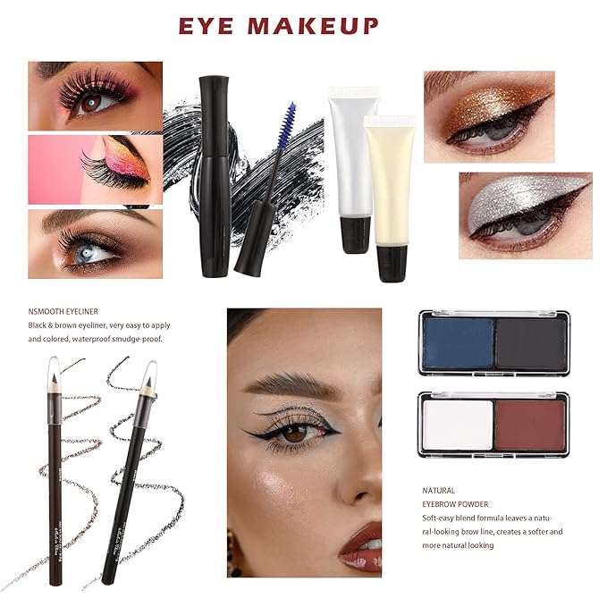 All in One Makeup Kit for Teens, 106 Pcs Professional Makeup Kit for Women Full Kit, Include Eyeshadow Palette, Lipstick Set, Concealer, Foundation, Lipgloss, Makeup Brush(Silver)