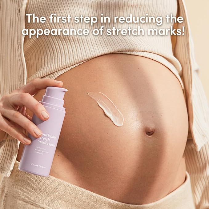 Evereden Nourishing Stretch Mark Cream (4 fl.oz): Clean & Vegan Stretch Mark Cream for Pregnancy and Postpartum | Pregnancy Stretch Mark Prevention | Rich in Vitamins & Minerals