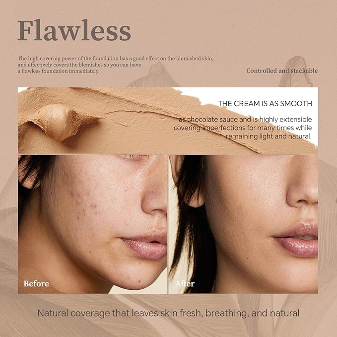 Multi-Use Foundation Stick Makeup with Brush,High Coverage Blendable Lightweight Contour Stick,Waterproof Flawless Natural Finish Creamy Foundation Makeup,Longwear Face Makeup Stick(#1)