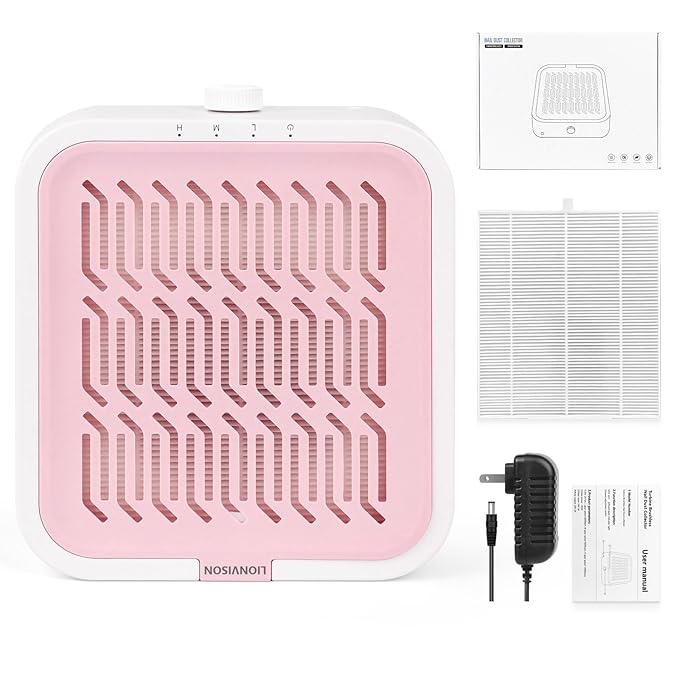 LIONVISON Nail Dust Collector for Salons: Vacuum Fan Dust Suction Machine for Beginners DIY - Manicure Pedicure Tool with Reusable Filter for Home