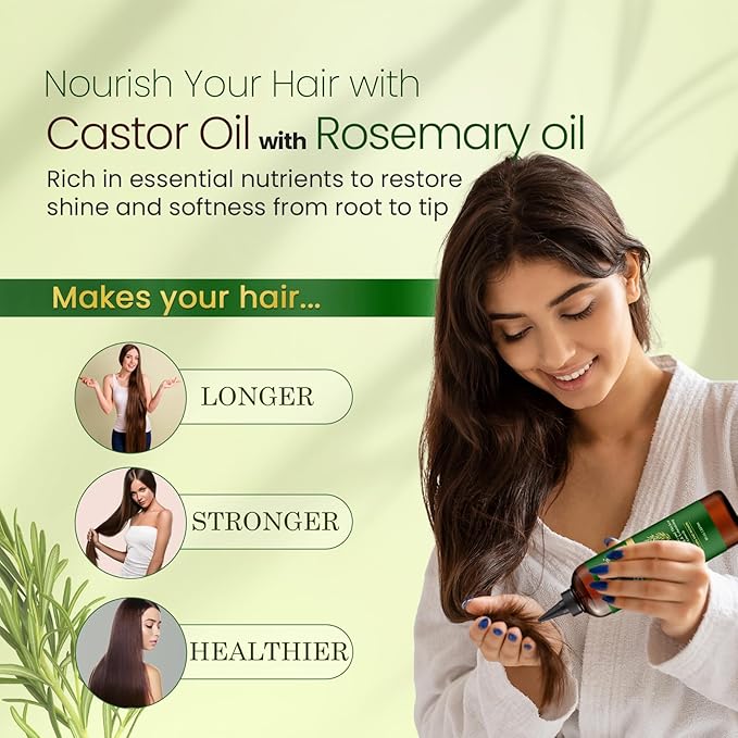 Natural Riches Castor Oil with Rosemary Oil, 8 fl oz, For Stronger, Fuller and Thicker Hair Growth - Organic Castor Oil with Rosemary Oil Premium Grade hair treatment