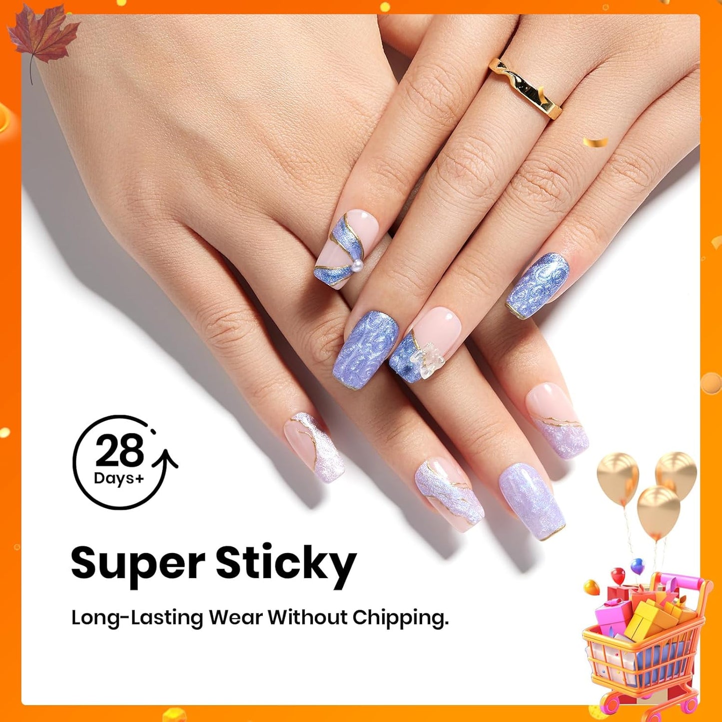 Beetles Gel Polish 9 in 1 Nail Glue with New Formula, 0.5 Fl Oz Super Strong Brush in Nail Gel Glue for False Nails Tips, Rhinestone, Base Gel, Blooming Nail Gel