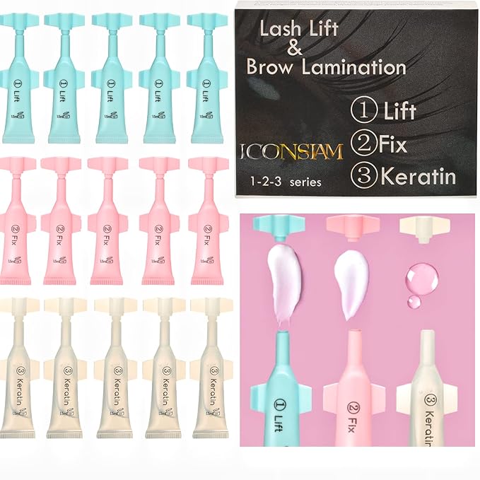 Lash Lift Kit Eyebrow Perm Kit Perm&Setting Lotion Set | Disposable large capacity 1.5ml lotion tube for Lash Lift Kit & Eyebrow Lamination Fast Acting 3-Step Lifting, Fixing Lotions with
