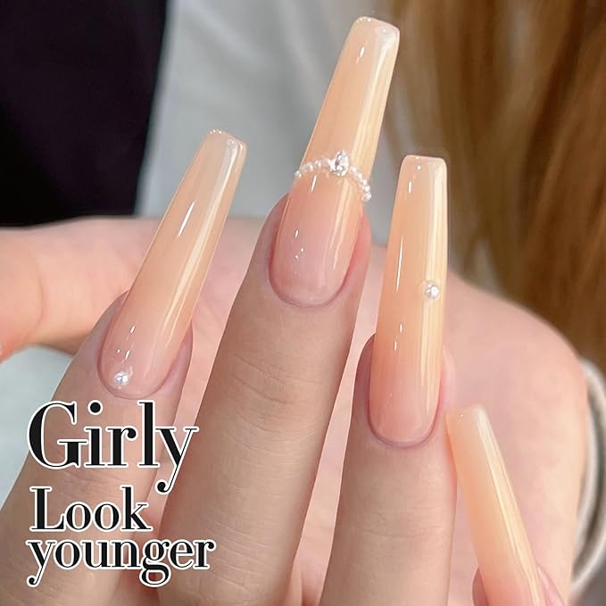 Double Rhythm Translucent Gel Polish Sheer Neutral Natural Light Milky Same Color Same Bottle 15ML Jelly UV Nail Polish Nail Art DIY at Home (Light Yellow Pink-A1423)