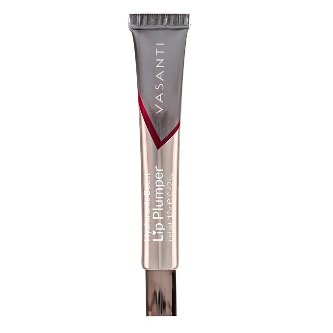 VASANTI Lip Plumper Hyaluronic Boost - Natural Lip Enhancer, Volumizes and Softens Lips - Glossy, Non-sticky, Longwear Lip Gloss Care Treatment - Paraben-Free, Natural, Vegan, Cruelty-Free