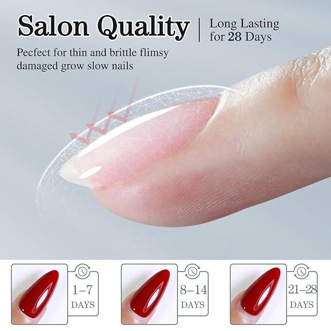 Double Rhythm 0.5Oz Nail Strengthener Rubber Gel Nail Polish 15ml Clear Builder in a Bottle Nail Thickening Extension Hard Structure Gel Glue (Clear 8 in 1-1)
