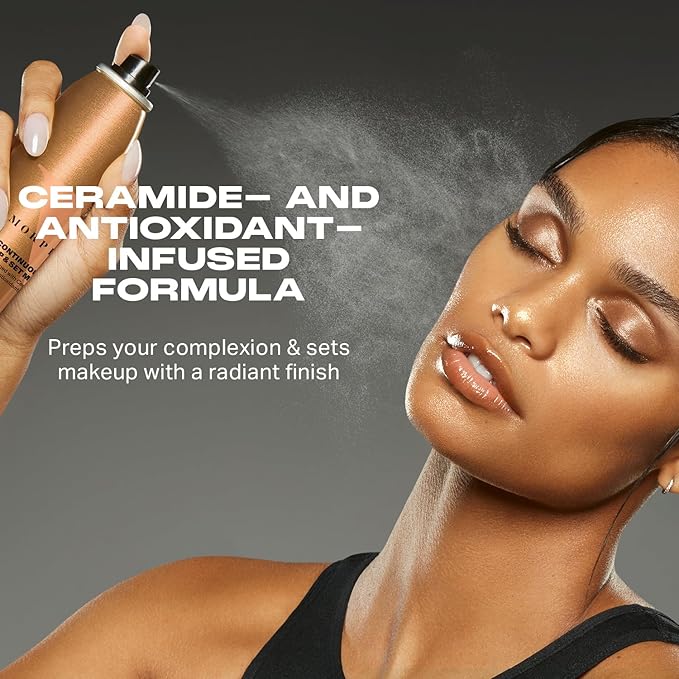 Morphe Mini Continuous Prep & Set Setting Spray - Travel Size Setting Spray for Makeup - Micro-Fine Face Mist Enriched with Ceramides to Help Hydrate, Nourish & Strengthen Skin Barrier (1.3 oz)