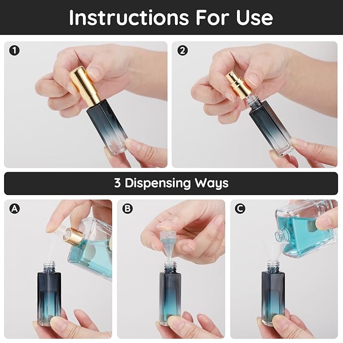 Segbeauty 10ML Perfume Bottles Empty, Set of 10 Mini Travel Refillable, Glass Spray Bottle Atomizer Portable Leak-proof Sprayer for Dispensing Fragrance Toiletries Cosmetic, Gradient Blue-gold