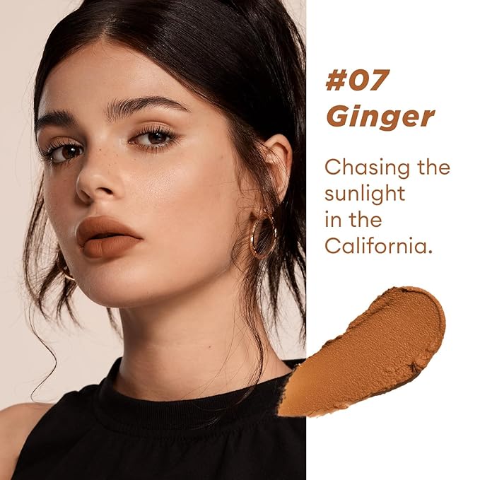 ITY Velvet Matte Finish Lip Stain-Mousse Textured Lip Clay, Red Shade, Conceals Lip Lines, Rich Pigment Lip Tint Lipsticks, 0.14 oz (4g) in Earthy, Ginger.