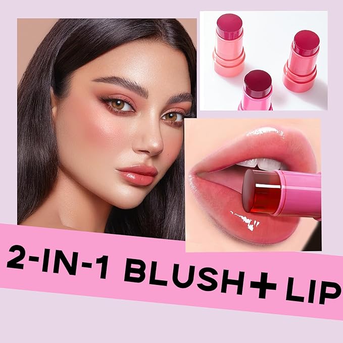 Milk Jelly Blush - Milk Blush - Sheer Cheek & Lip Stain，Long Lasting Milk Jelly Tint Have Transparent & Bright Colors (#2 red)