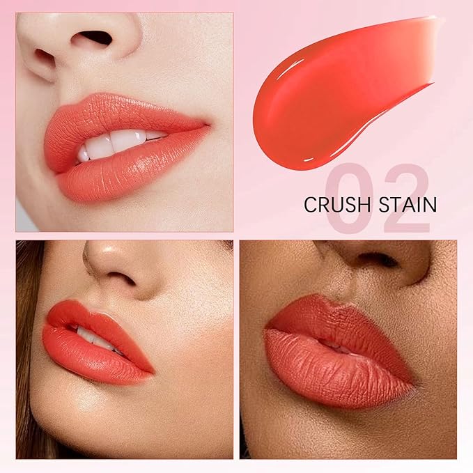 QueenDiary Lip tint Peel Off Lip Stain，Lip Stain Waterproof， Lip Tattoo Peel Off with Matte Finish, Long Lasting, Transfer-proof, Highly Pigmented Color (Vitality Stain)