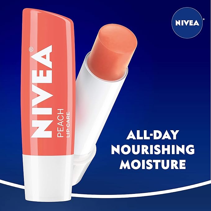 NIVEA Peach Lip Care - Tinted Lip Balm for Beautiful, Soft Lips - Pack of 4