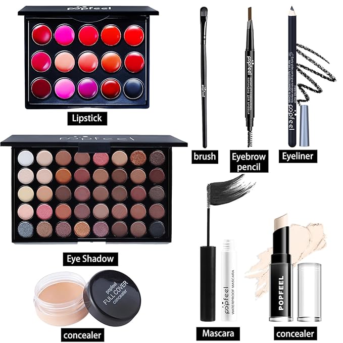 Makeup Kit for Women Full Kit, All in One Makeup Gift Set, Make up Kits for Beginners and Professionals - Eyeshadow Palette, Lipstick, Mascara, Concealer, Brush, Eyeliner, Eyebrow pencil