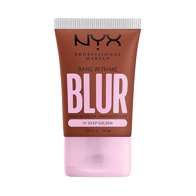 NYX PROFESSIONAL MAKEUP Bare With Me Blur Skin Tint Foundation Make Up with Matcha, Glycerin & Niacinamide - Deep Golden