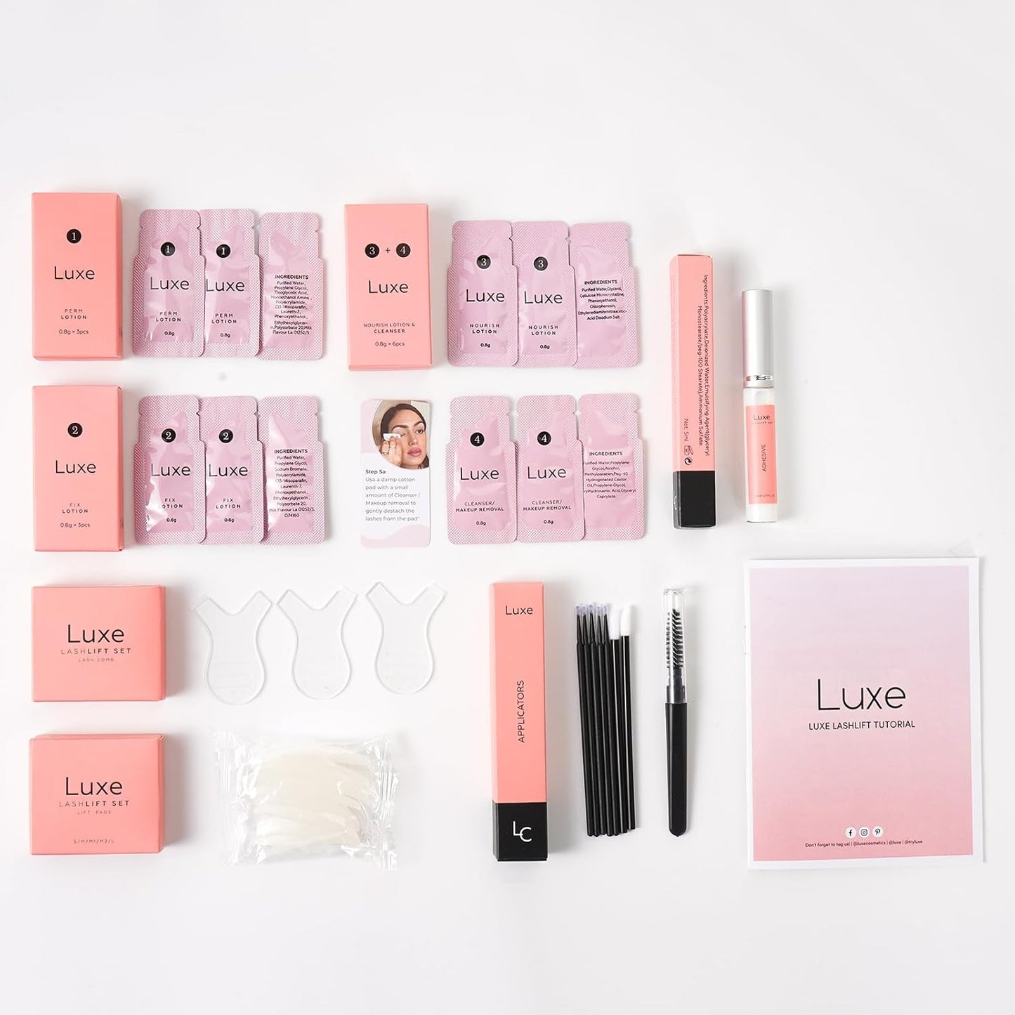 Luxe Cosmetics - Lash Lift Kit - Complete Set for Eyelash Lifting - New Pro Version - Easy to Apply and Long Lasting Finish - Professional Results up to 8 Weeks