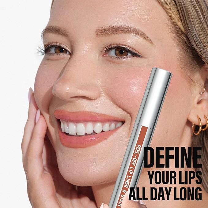 Cilrofelr Peel Off Lip Liner Stain with Tweezer, Long Wear Tattoo Lip Liner, Peel Off Lip Stain with Matte Finish, Long Lasting, Waterproof, Transfer-proof, Highly Pigmented Color (Nude Beige)