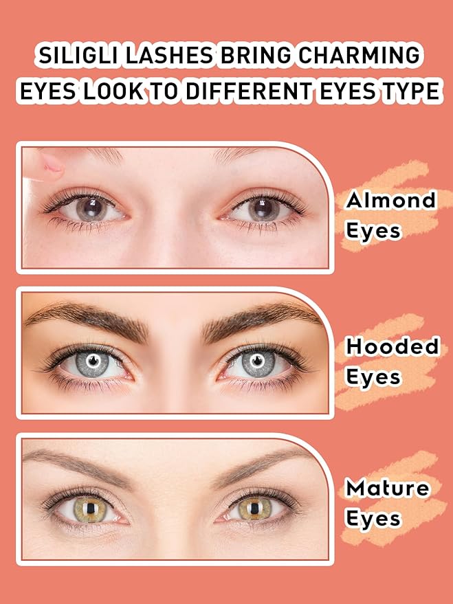 Natural Lashes 7MM Extra Short Eyelashes Natural Cat Eye Lashes 10 Pair False Eyelashes Wispy Eye Lashes Pack C Curl Strip Lashes 3D Volume Short Lashes Siligli Eyelashes