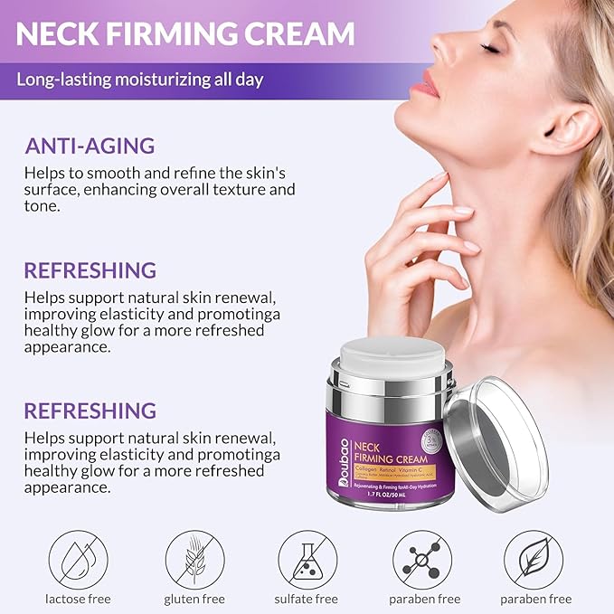 Advanced Neck Firming Cream – 3% Retinol & Hyaluronic Acid for Wrinkle Reduction, Lifting & Skin Tightening – Anti-Aging Moisturizer for Face, Neck & Décolleté – Deep Hydration, 1.7 FL OZ