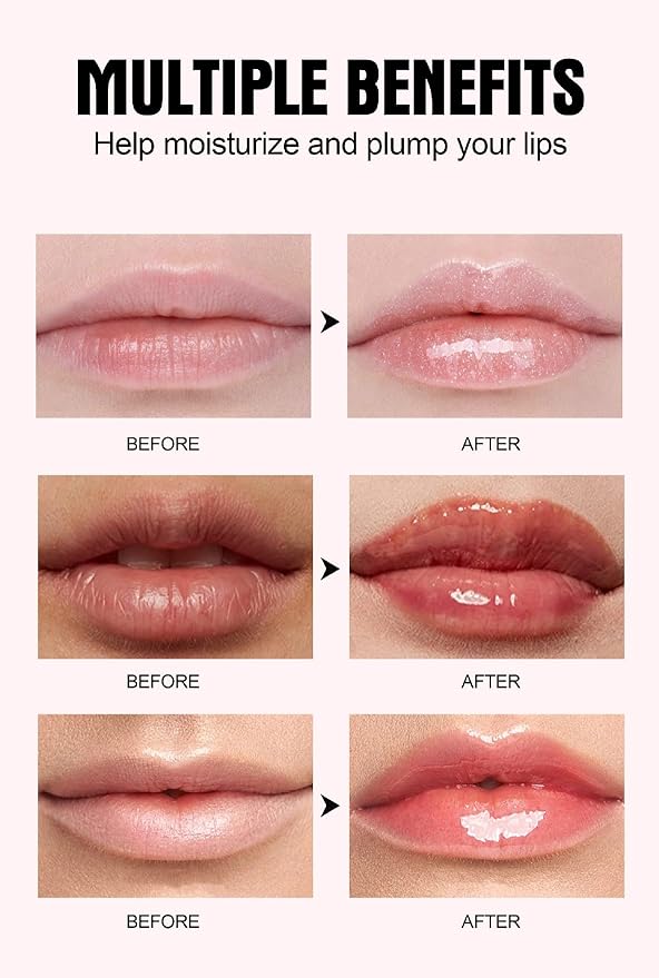 Lip Plumper 6 Colors Moisturizing Glossy Plumping Lip Gloss Long Lasting Hydrating Natural Lip Plumper for Women Girls (Color 04)