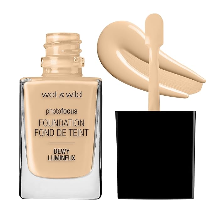 wet n wild Photo Focus Dewy Liquid Foundation Makeup Soft Beige & Bare Focus Clarifying Finishing Powder Fair-Light