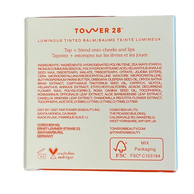 Tower 28 Beauty BeachPlease Cream Blush for Cheeks and Lips - Multi-Purpose Lip and Cheek Tint in Orange Blush - for Sensitive Skin – Color POWER HOUR, Luminous Finish