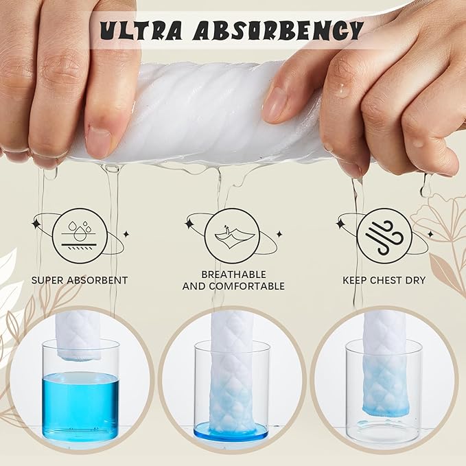 Toulite 6 Pcs Cotton Bra Liners Rectangle Under Bra Pads 3 Layer Bra Sweat Liners for Women Sweating Supplies