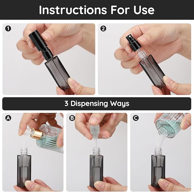 Segbeauty 5 Packs Travel Perfume Bottle Refillable, 10ML Mini Portable Glass Spray Bottles Atomizer, Empty Cologne Sample Dispenser with Funnel and Pipette, Perfume Making Kit Toiletries Container