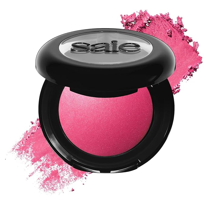 Saie SuperSuede Baked Blush - Talc-Free Powder Blush for All Day Wear - Enriched with Plant-Derived Squalane + Glycerin to Help Moisturize Dry Skin - Amore (0.1 Ounce)