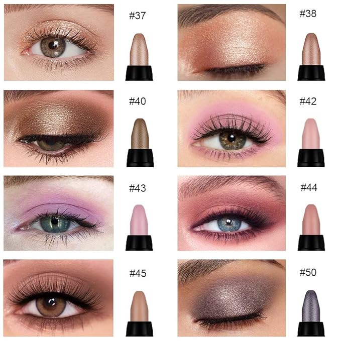 Kaely 8Pcs Cream Eye Shadow Sticks Set, Matte Shimmer Eyeliner Pencil Eyeshadow Palette Makeup, Eye Highlighter Brightener Stick for Older Women Waterproof Pigmented, sombras para ojos 06