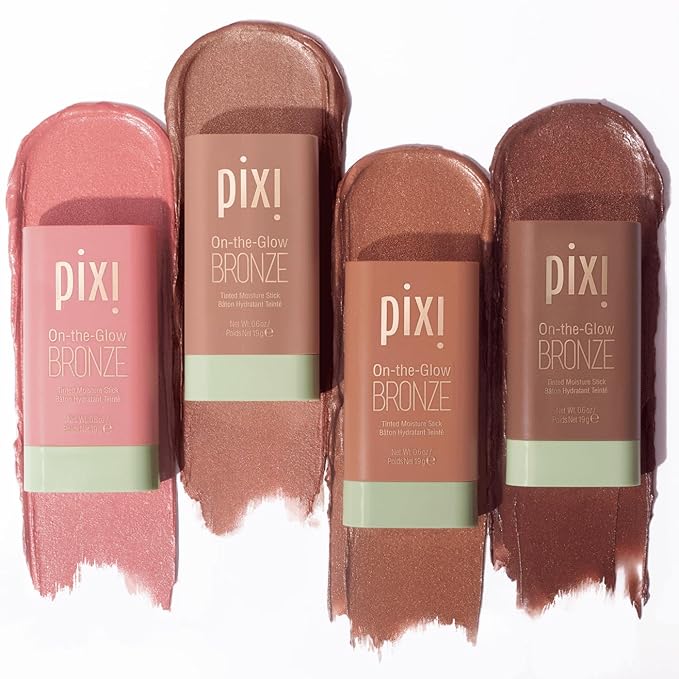 Pixi On-the-Glow Bronze - SoftGlow, Hydrating Tinted Moisture Bronzer Stick with Ginseng, Aloe Vera & Fruit Extracts, For Cheeks & Lips, 19g / 0.6oz, Paraben-Free