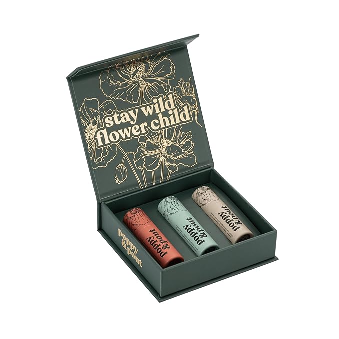Jumbo Lip Balm Gift Set (3-Pack, Top Flavors) | Poppy & Pout All Natural Lip Balms & Moisturizers | Hydrates with Beeswax, Vitamin E, Organic Coconut Oil | Cruelty-Free | Recyclable Cardboard Tube