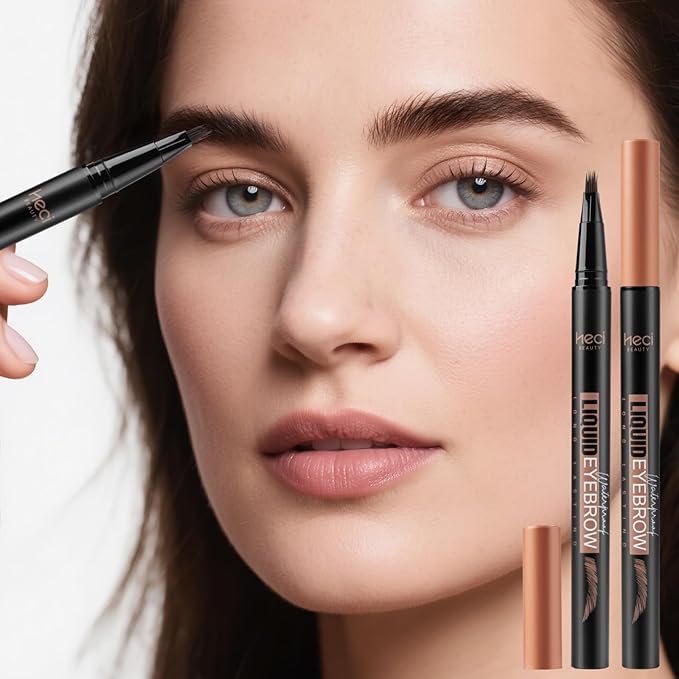Eyebrow Pen,Angled Brow Brush,Eyebrow Pencils for Women,Natural Brow Pen,Hair-Like Strokes, 24hrs Long-Lasting,Waterproof, Smudge-Proof, Easy to Use,Multiple Uses,Gifts for Her, Dark Brown
