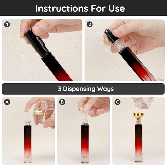 Segbeauty Travel Perfume Bottle Refillable, 2pcs 10ML Mini Glass Perfume Bottles Empty, Portable Cologne Spray Bottle Small Toiletries Cosmetic Supplies Sample Container Atomizer Travel Essential