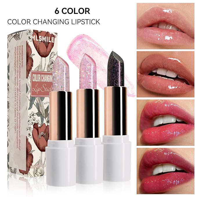 Ph Mood Magic Color Changing Lipstick, Crystal Flower Jelly Lipstick, Pearl Shimmer Lipstick Plumping Glimmer Glow Lipstick Long Lasting Nourishing Moisture Lip Care Color Change Lip Gloss(2#)