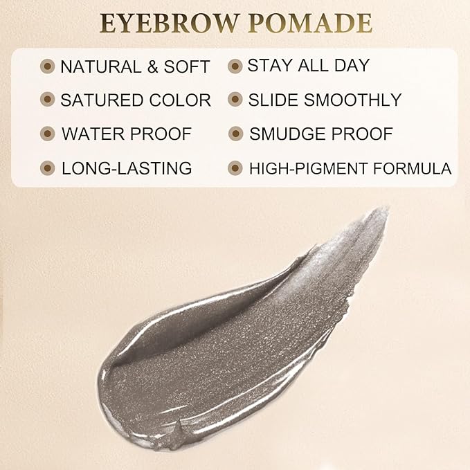 Eyebrow Pencil Makeup Kit, with Waterproof 2-IN-1 Microblading Eyebrow Pen, Eyebrow Pomade, Eyeliner and Dual-ended Eyebrow Brush, Brow Pencil Kit for Natural Eyebrows - Grey