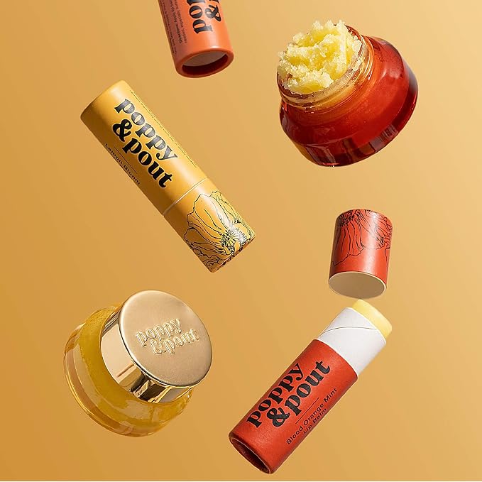 Poppy & Pout Blood Orange Mint Jumbo Lip Balm | All Natural Lip Balms & Moisturizers | Hydrates with Beeswax, Vitamin E, Organic Coconut Oil | Cruelty-Free | Lip Balm in Recyclable Cardboard Tube