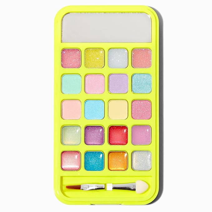 Claire's Makeup Kits - Glittery Bright Yellow Cell phone Shaped Eyeshadow and Lip Kit for Girls - Perfect For Young Girls!
