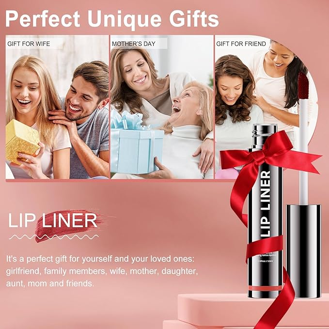 Lip Stain Peel Off, Lip Liner Moisturizing Long-Lasting & Waterproof, Transfer Proof & Plumping, Non-Stick Cup, Rose Color