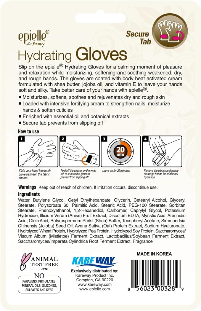 Epielle Hydrating Hand Masks 6 Pairs, Deep Moisturizing Gloves for Dry, Cracked Hands, Relieve and Soften with Shea Butter & Jojoba Oil, Korean Skin Care, Spa Set, Self Care Gifts for Women