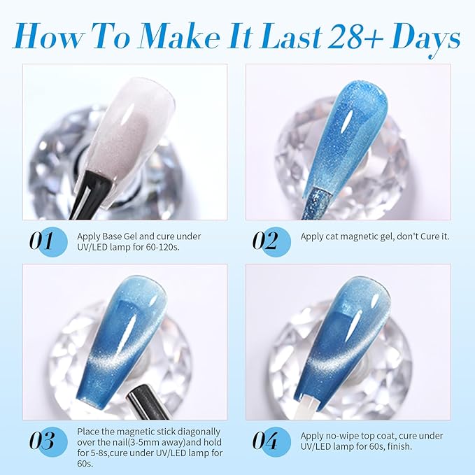 Born Pretty Gel Nail Polish Blue Series,Jelly Transparent,Cat Magnetic Eye,Shimmer Glitter Holographic Blue Gel Polish Kit for Salon Manicure and Nail Art DIY at Home 6Colors